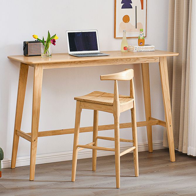 Contemporary Solid Wood Bar Dining Table Rectangle Bar Table in Natural