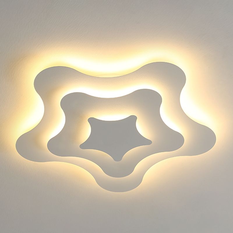 Plafonnier LED géométrique blanc en fer laqué de style moderne avec abat-jour en acrylique