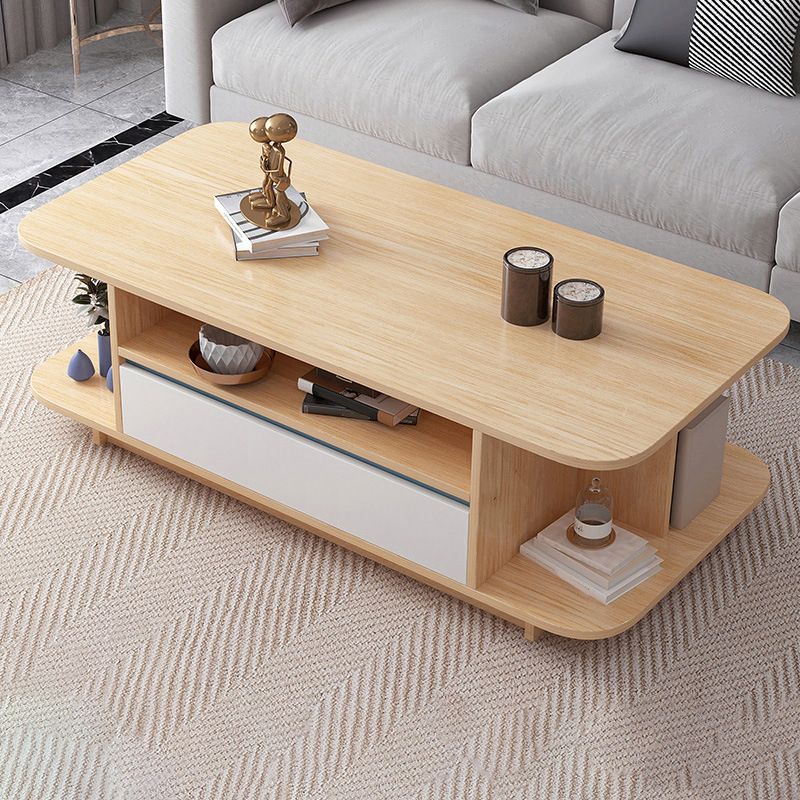 Scandinavian Coffee Table with Shelves and 1 Drawer Cocktail Table
