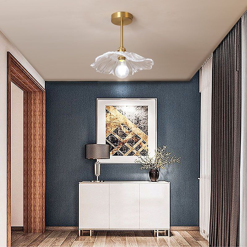 Plafonnier d'intérieur en cuivre de style colonial semi-encastré géométrique