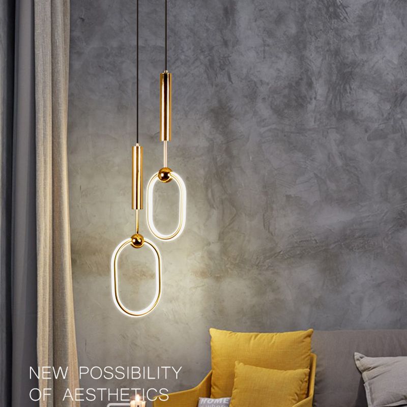 Zeitgenössischer Stil linearer Form Pendelleuchte Light Metal Einer Lichthängelampe in Gold