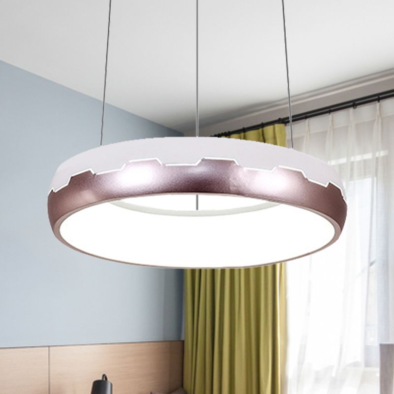 Iluminación de suspensión del anillo de oro rosa Kit de luz colgante de metal LED moderno con luz blanca/cálida, 18 "/21.5" de ancho