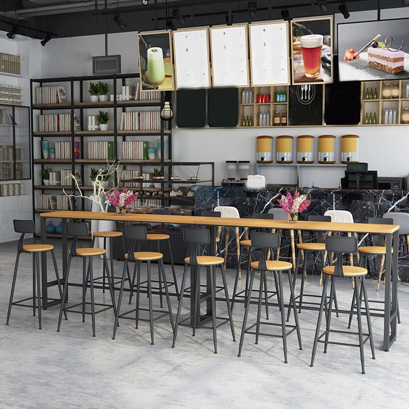 1/7 Pieces Indoor Bar Table Set Industrial Wooden Bar Table and Stools with Footrest