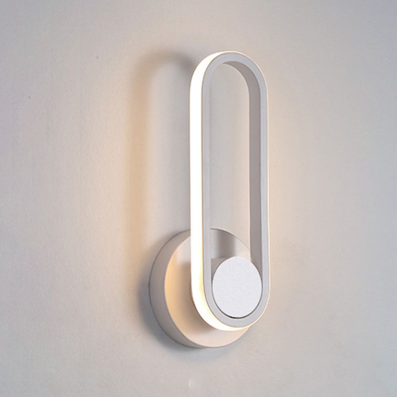 Modern Style Elliptical Shape Wall Sconce Metal 1 Light Wall Light for Bedroom