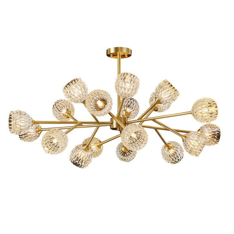 Alcance completo de la iluminación de cristal de cobre Candelera molecular de estilo moderno para sala de estar