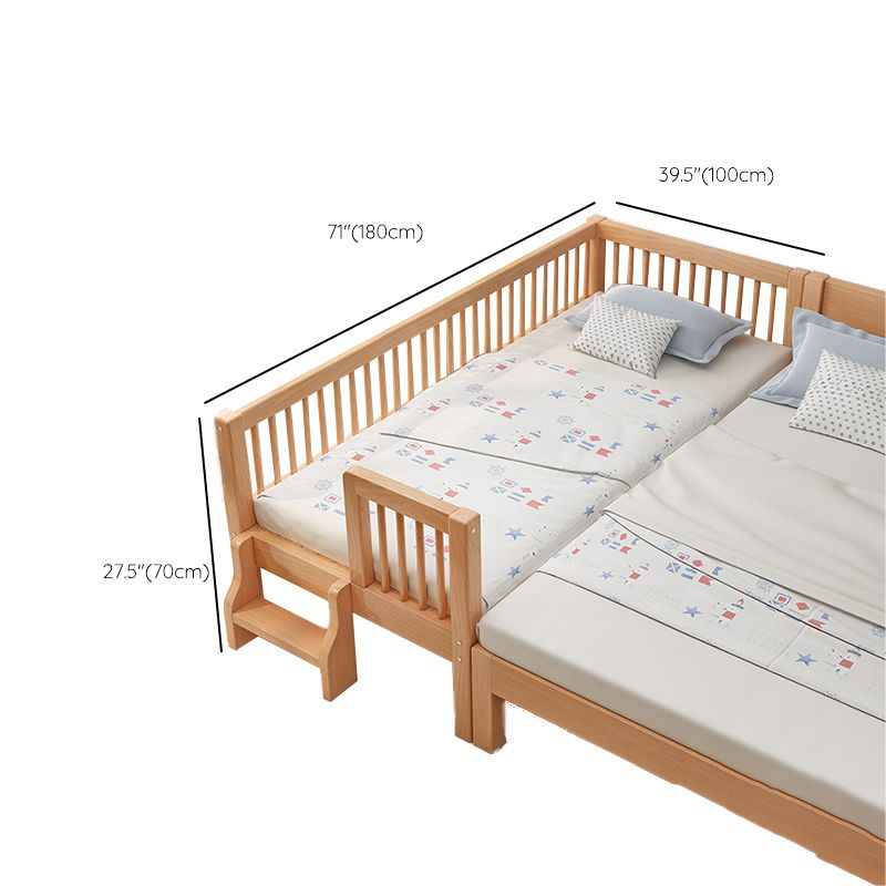 Solid Wood Contemporary Washed Nursery Bed with Guardrail for Bedroom