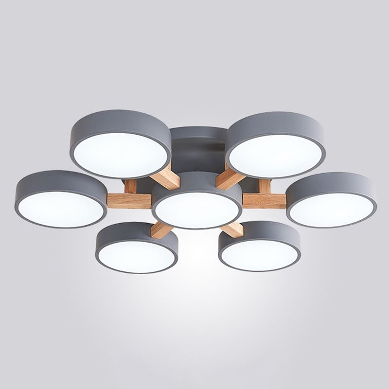 Nordic Round Ceiling Light Colorful Multi Light Flush Mount Light for Bedroom