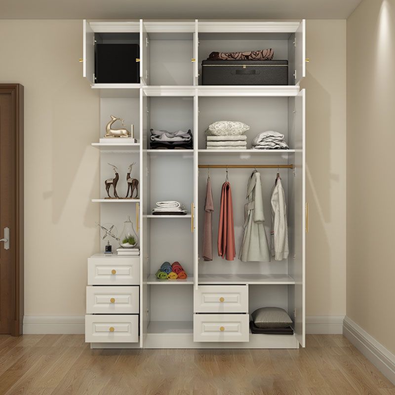 Manufactured Wood White Wardrobe for Home Modern Cabinet with Drawers