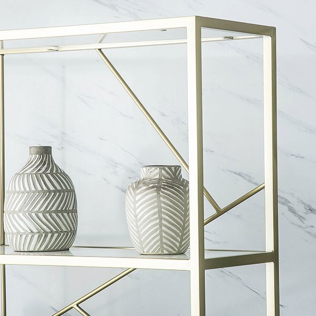 Modern Bookshelf Metal Open Shelf Bookcase with Cabinets for Home Office