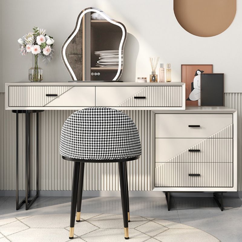 Scandinavian Stone White Vanity Desk 5-Drawers Vanity Dressing Table