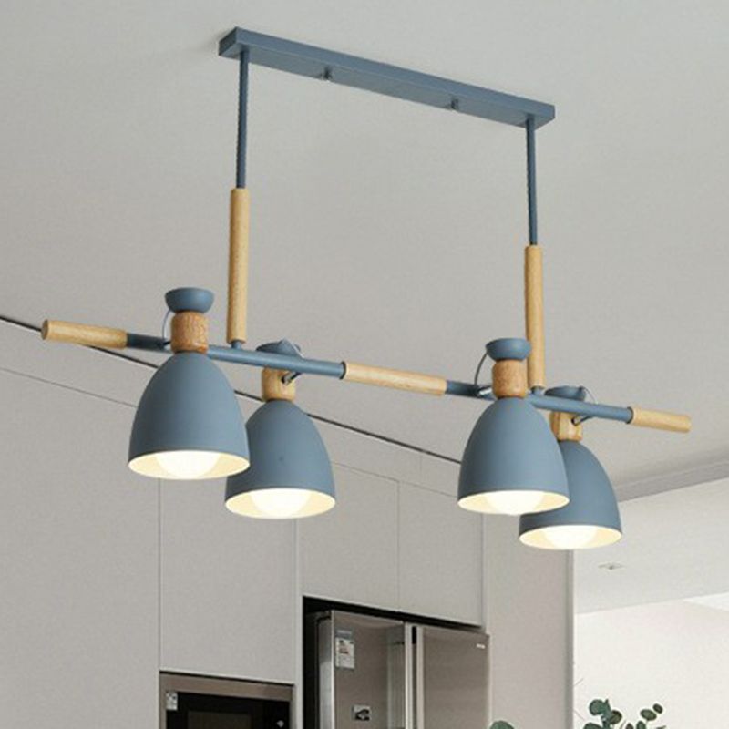 Simplicity Dome Shade Isola Luce a sospensione Luce metallica 4 teste Luce del soffitto sala da pranzo