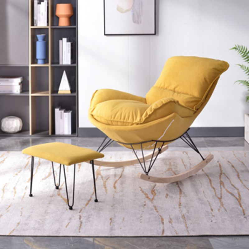 Contemporary Rocking Chair Metal Frame Wing Chair Back Indoor Rocking Chair