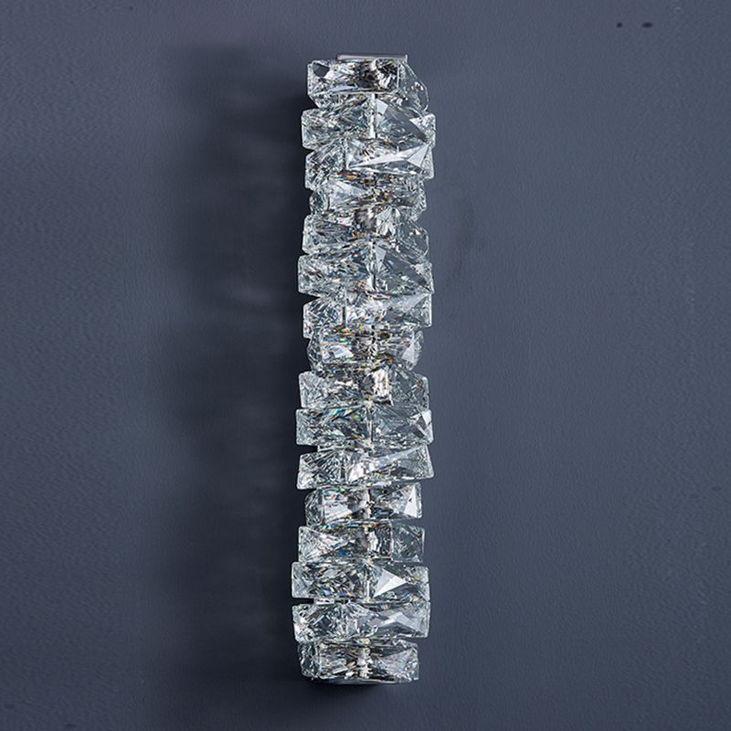 Contemporary Metal Wall Light Geometric Wall Sconce with Crystal for Bedroom