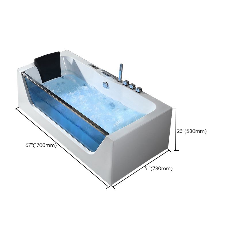 Contemporary Acrylic Back to Wall Bathtub Rectangle Air/Whirlpool/Soaking Bathtub