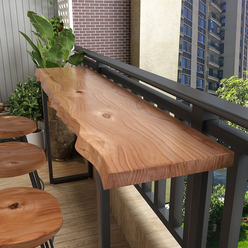 Brown Modern Style Specialty Table Solid Wood and Iron Bar Table for Restaurant
