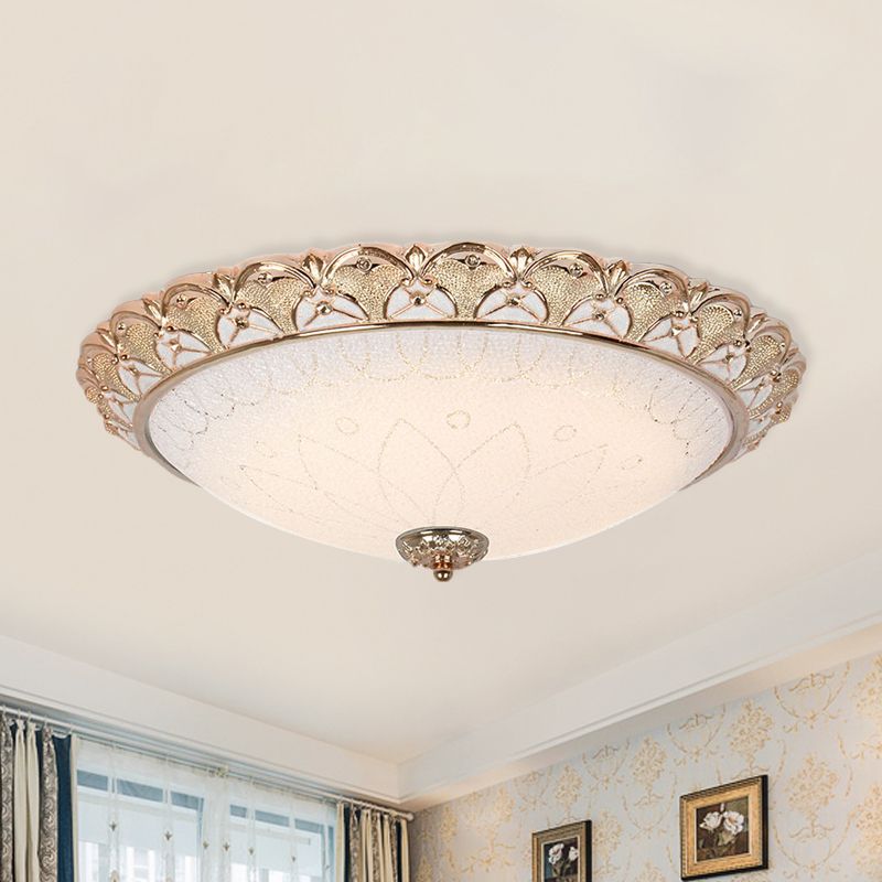 14 "/16" /20 " W Farmhouse Dome Flush Light Fixture Crema Vetro LED Flush Montaggio Lampada in Gold, Warm / White Light