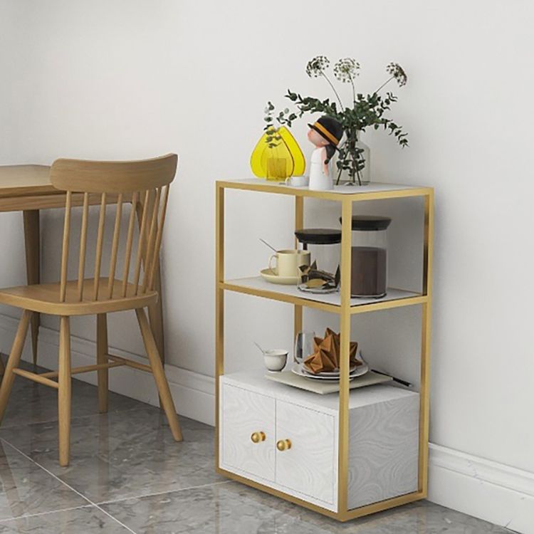 Glam Style Open Bookshelf Etagere Shelf Bookcase with Cabinet for Home