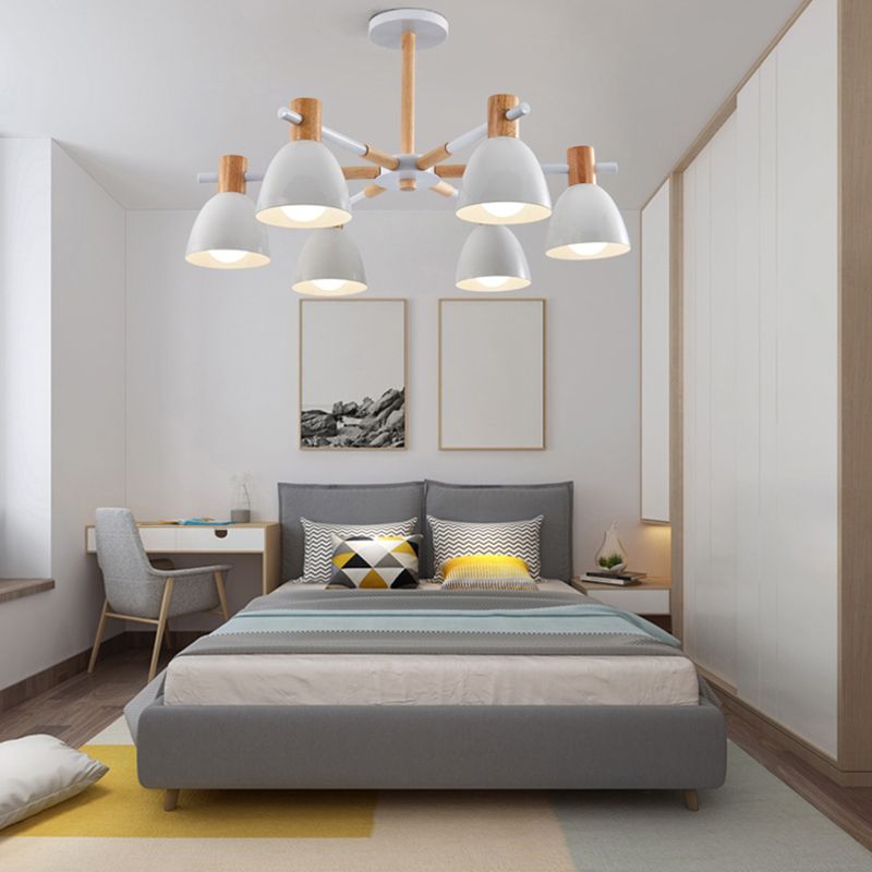 Dome Chandelier Pendant Light Modern Nordic Metal Hanging Hang Fixture with Wood