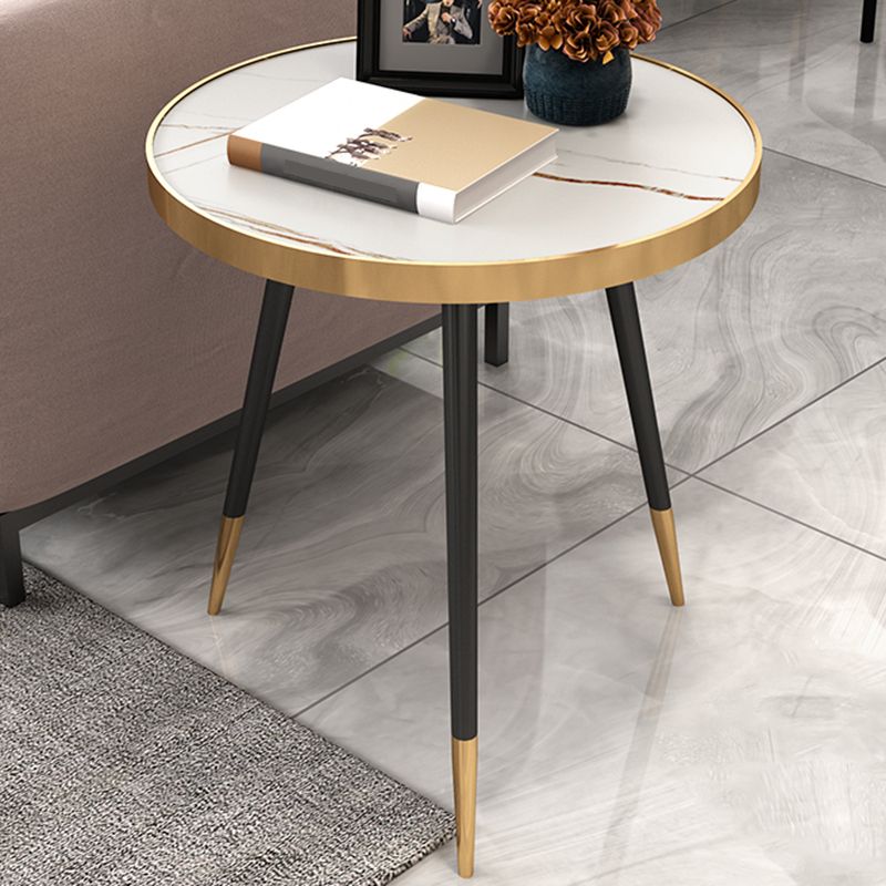 Modernistic Metal 3 Legs End Table Round Slate Top Side End Table