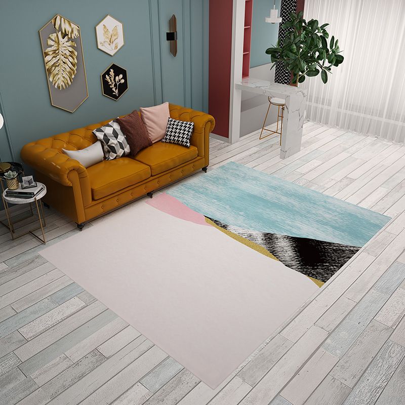 Multicolor Modernist Rug Flannel Colorblock Rug Pet Friendly Washable Anti-Slip Backing Carpet for Living Room