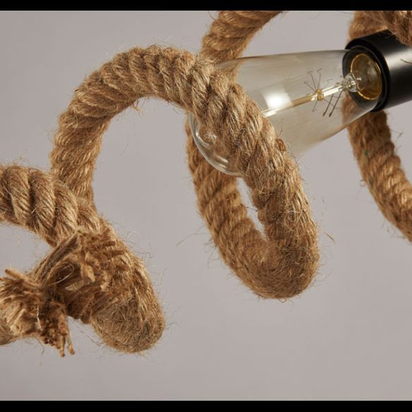 Spring-shaped Hemp Rope Creative Chandelier Industrial Style 2-Lights Suspension Lighting Fixture for Restaurant