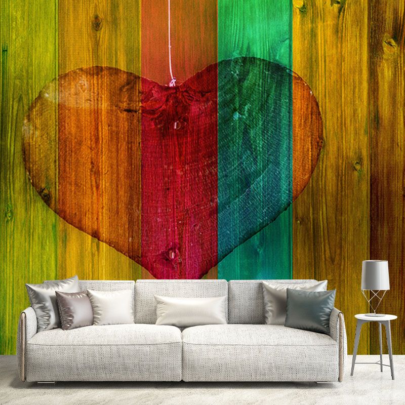 Washable Stain Resistant Wall Mural Wallpaper Wood Grain Sitting Room Wall Mural