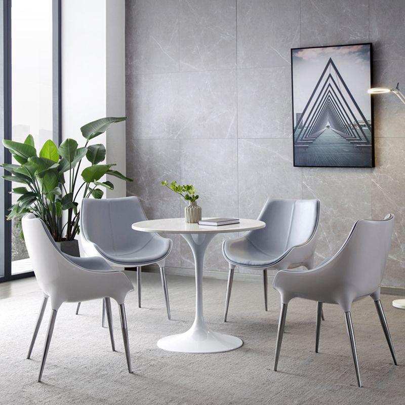 Silla auxiliar para el hogar de estilo moderno, silla de comedor tapizada de metal con respaldo sólido (juego de 2)