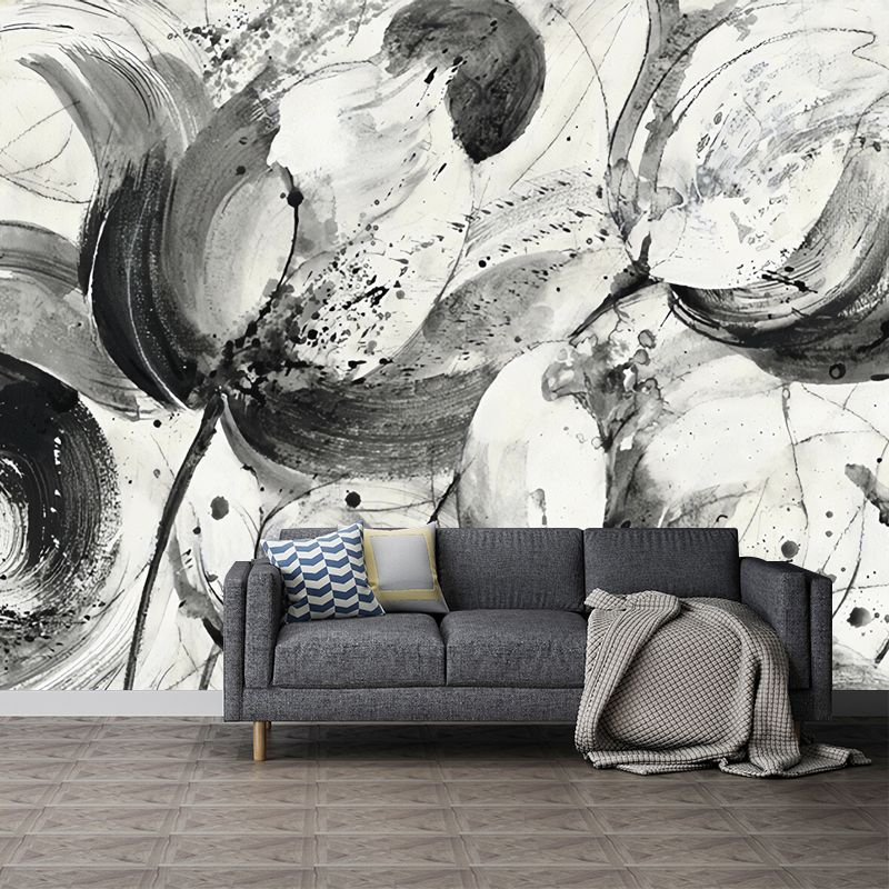 Stain-Resistant Non-Woven Mural Wallpaper Traditional Lotus Wall Art for Living Room