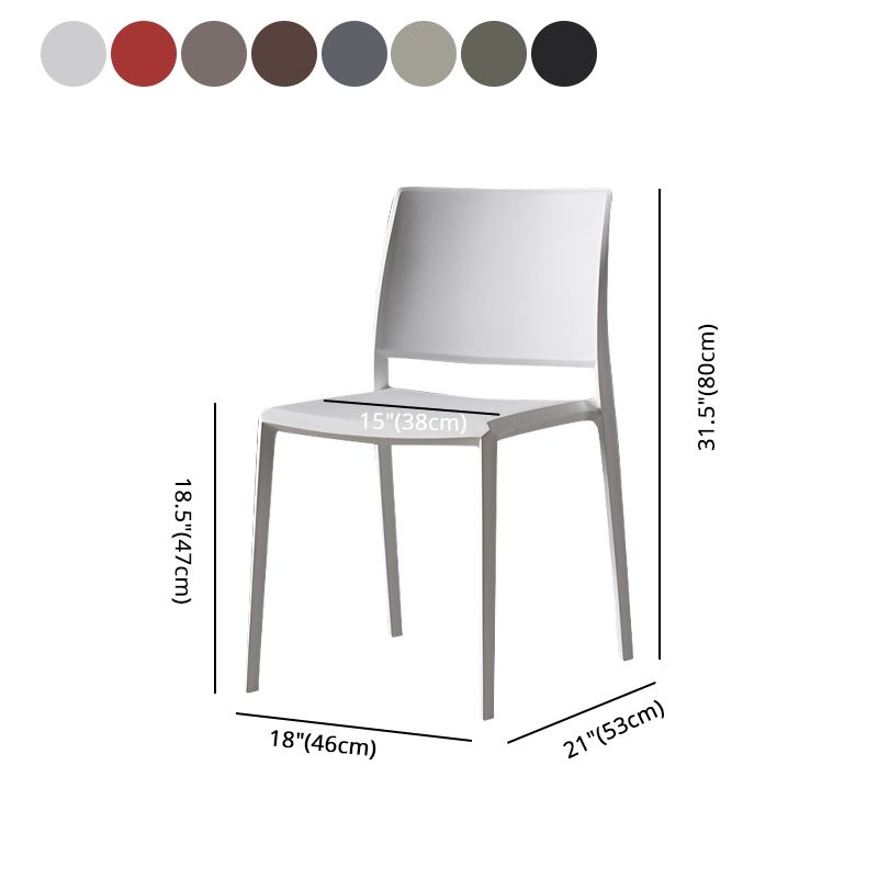 Contemporary Style Dining Chairs Plastic Armless Side Chair for Kitchen
