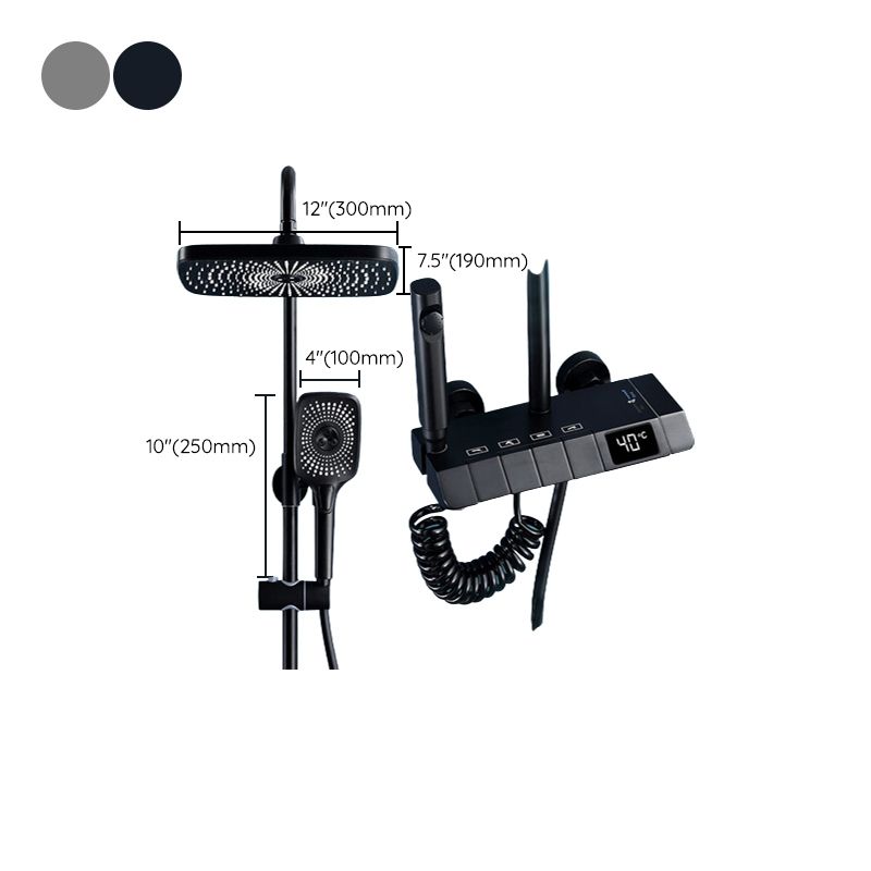 Modern Adjustable Water Flow Square Shower Faucet Shower Hose Shower System on Wall