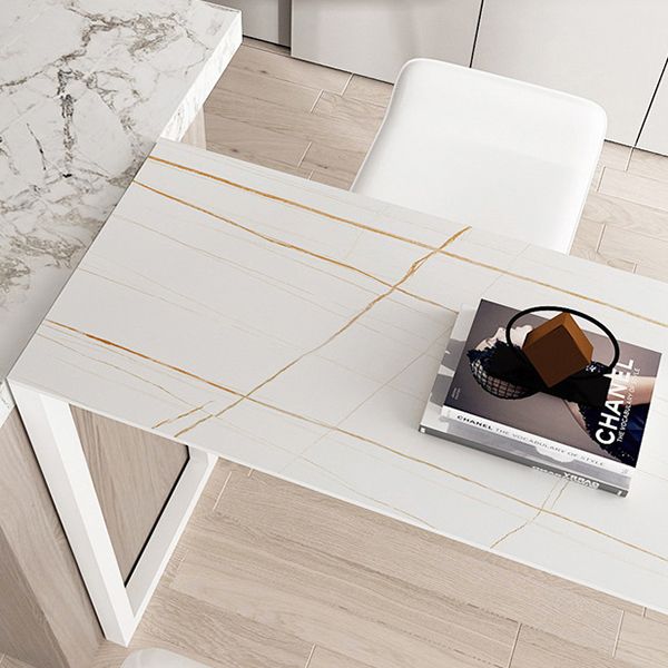 Contemporary Style Bar Table Stone Bistro Bar Desk with Double Pedestal