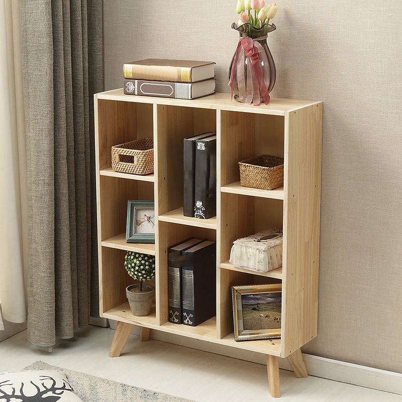 Natural Colour Wooden Standard Bookcase Contemporary Closed Back Bookshelf