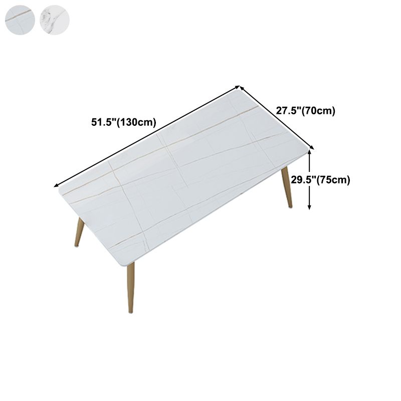 Stone Top Gold Base Dinner Room Kitchen Table Traditional Luxury Rectangle Dining Table