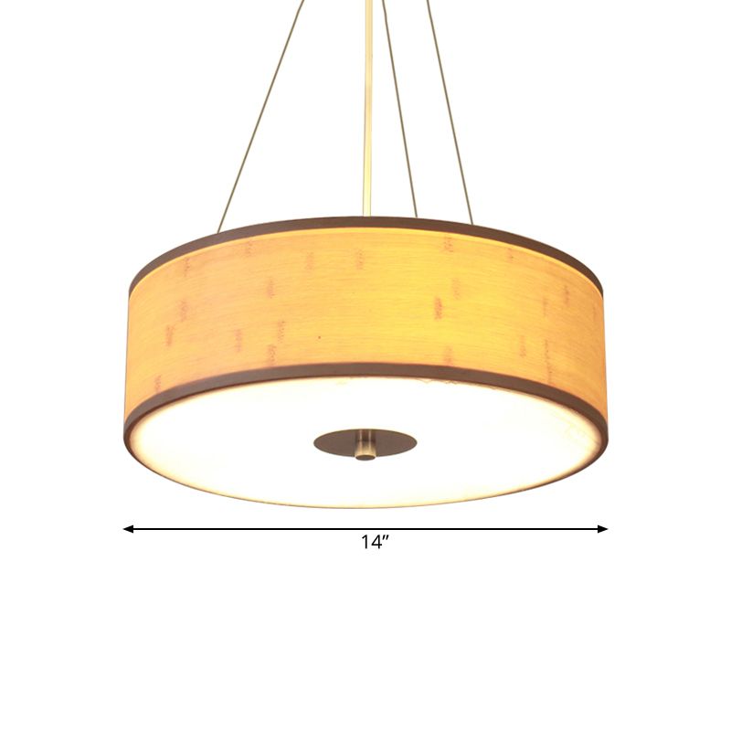 Luz de colgante de trabajo a mano con tono de batería de tambor moderno lámpara de techo de madera de 5 luces