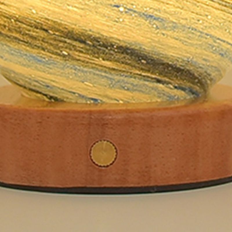 Modern Round Table Lamp 1-Light LED Desk Light with Glass Shade for Bedroom