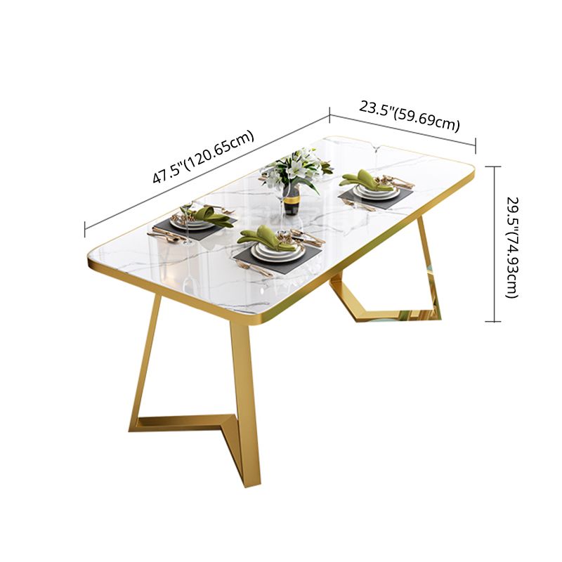 Nordic Traditional Height Sintered Stone Dining Table Rectangle Dining Room Set For Home