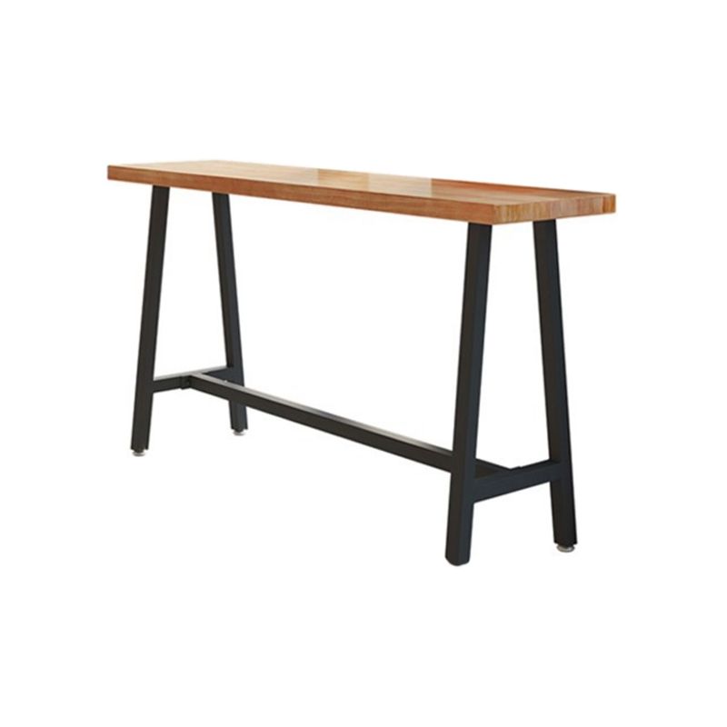 Modern Wood Bistro Bar Table with Rectangle Table Top Black Trestle Table - 42" H