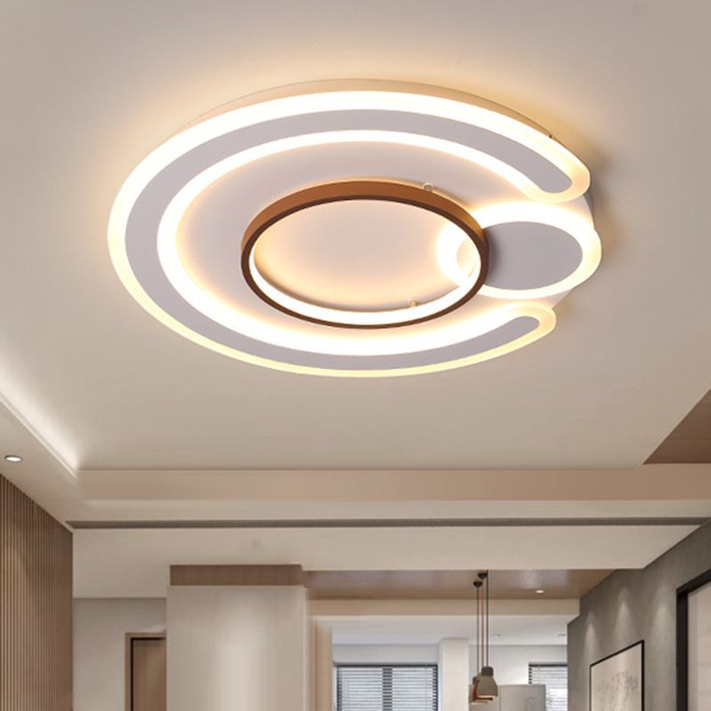 16.5"/20.5"/24.5" Wide Metal Round Ceiling Flush Mount Nordic Style White Flush Lamp in Warm/White