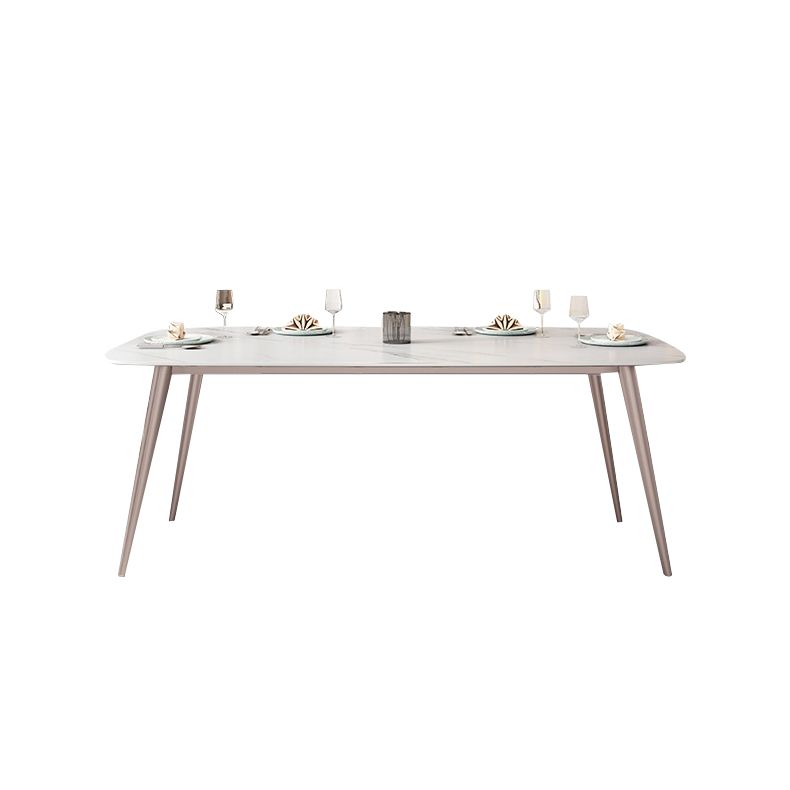 Purple 4-foot Metal Table Modern Stone Top Rectangle Fixed Table