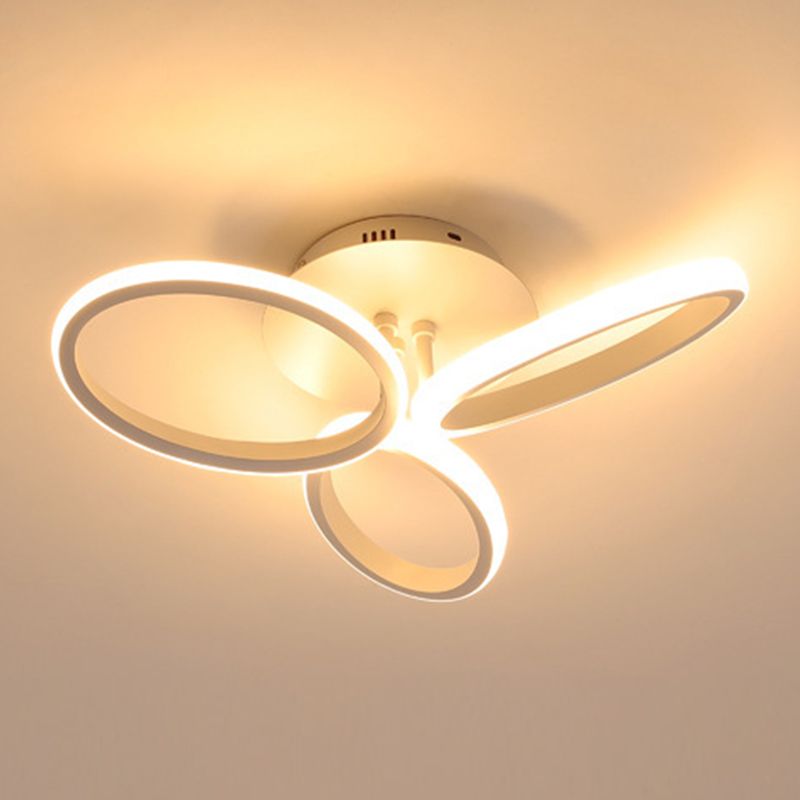 Minimalist Floral Semi Flush Mount Lighting Metal LED Bedroom Ceiling Lighting