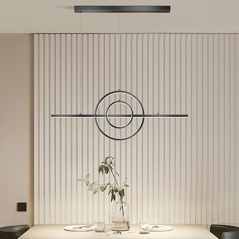Linear Shape Island Lighting Ideas Modern Style Metal 3 Light Island Pendants in Black