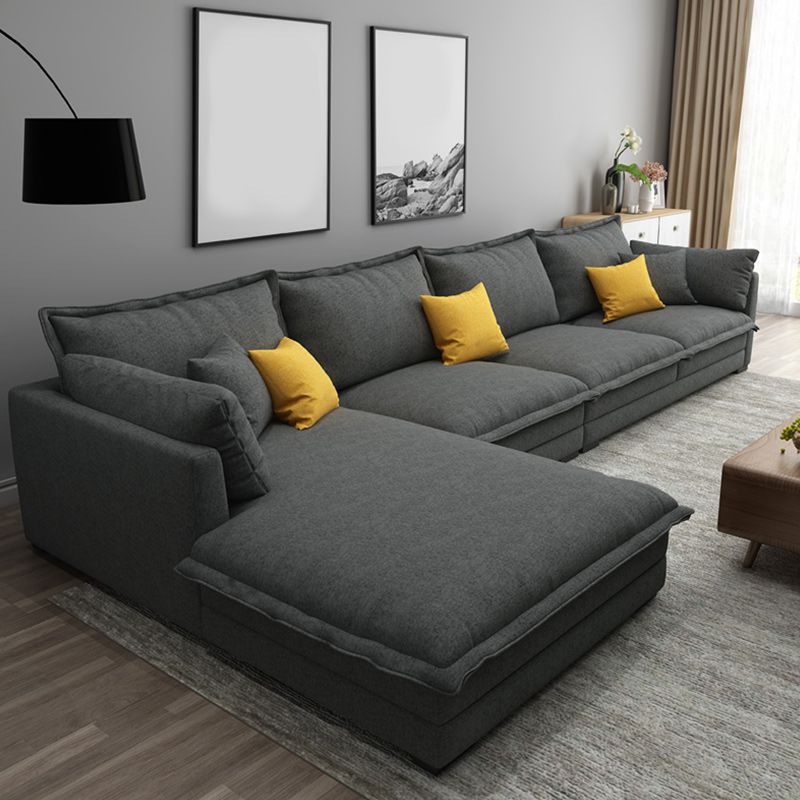 Contemporary Fabric Sofa & Chaise with Pillows for Living Room