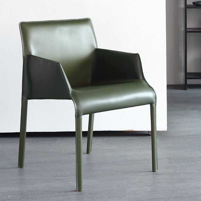 Modern Style Arm Chair Leather Home Use Dining Chair with Metal Legs