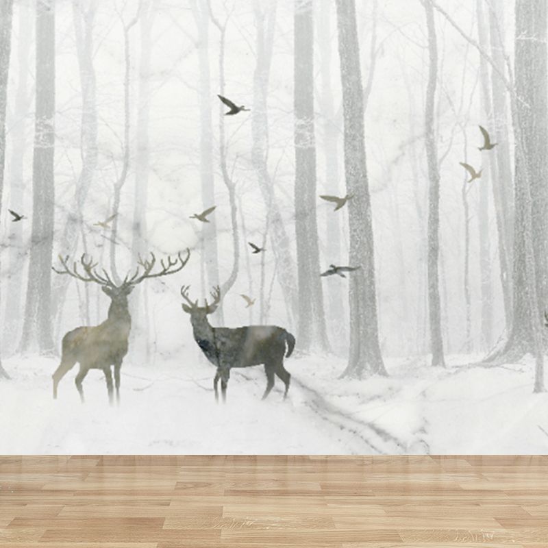 Illustration Style Abstract Mural Giant Wall Covering for Dining Room, Custom Printed