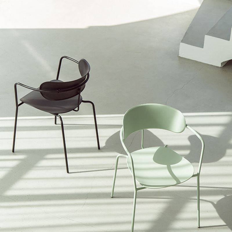 Chaises de salle à manger de cuisine de style industriel Fauteuils empilables avec pieds en métal (Ensemble de 4)