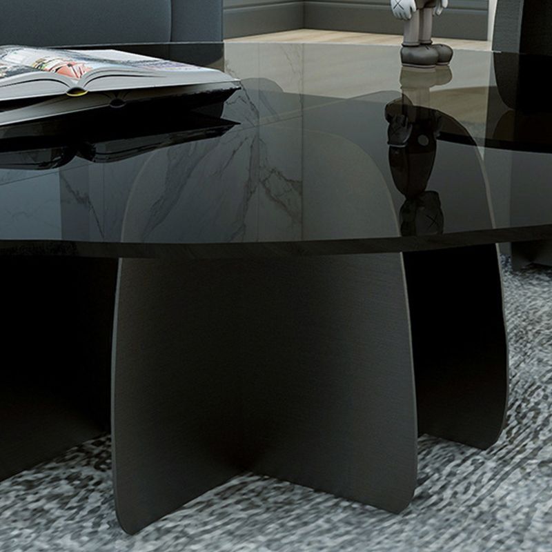 Modern Style Round Glass Table with Metal Base Pedestal Base Coffee Table