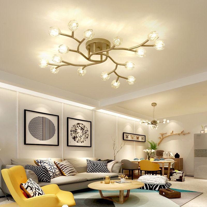 Modern Style Flower Shape Flush Mount Metal Ceiling Light for Living Room