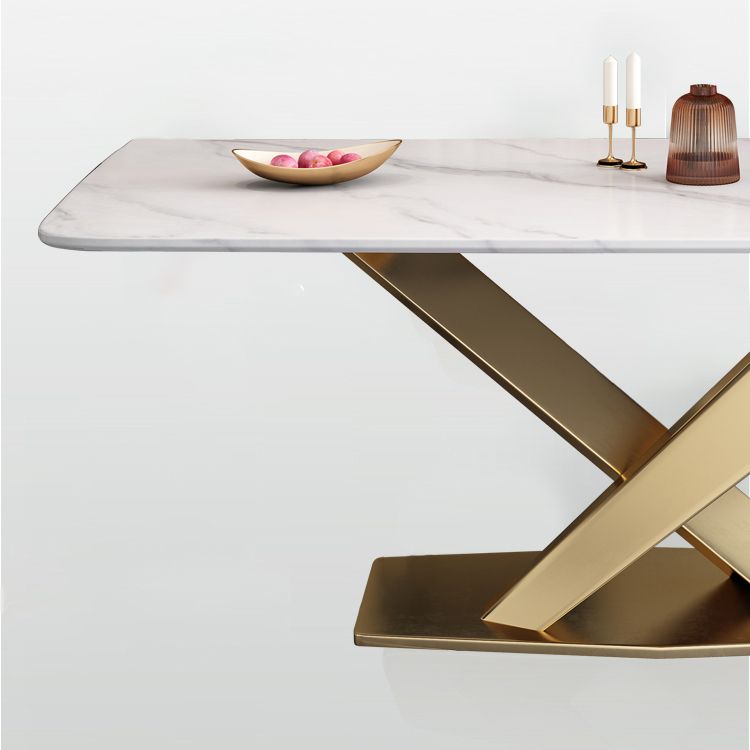 Glam Style Standard Sintered Stone Top Dining Room Set of Rectangle Shape for Kitchen Table Set