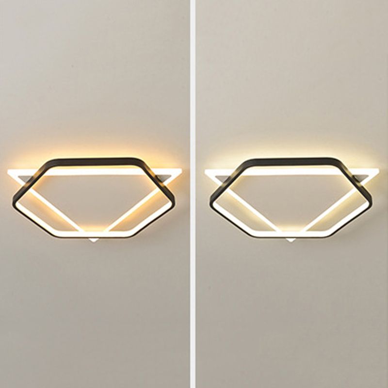 Plafonnier LED géométrique concis moderne en fer forgé avec abat-jour en acrylique