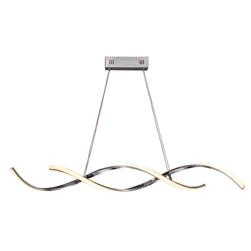 Moderne lineare Inselbeleuchtung Metalle 2 helle Insellichter in Silber